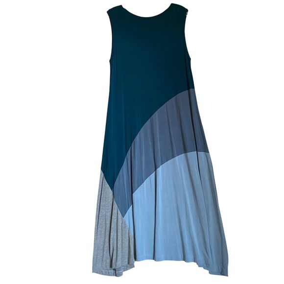 Wynne Layers Maxi A-line Dress PM Colorblock Tiered Sleeveless Stretch Casual - Picture 2 of 7